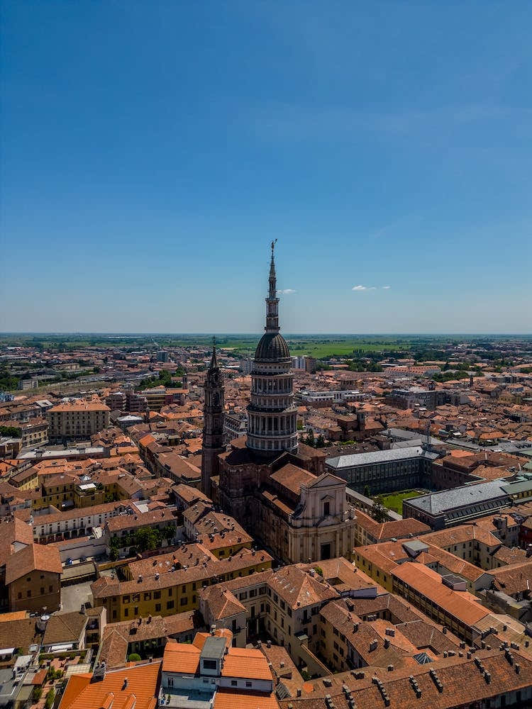 Church in Novara, Italy view from above