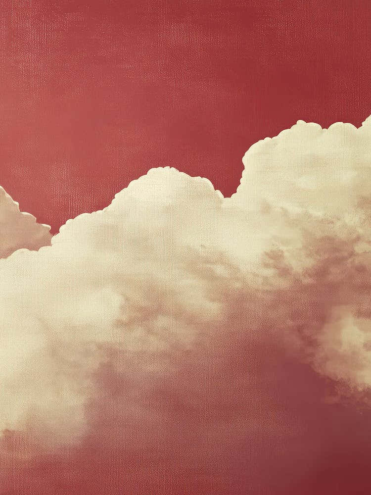 Cloud Wall Art Painting Burgundy Red Sky Print Detail C