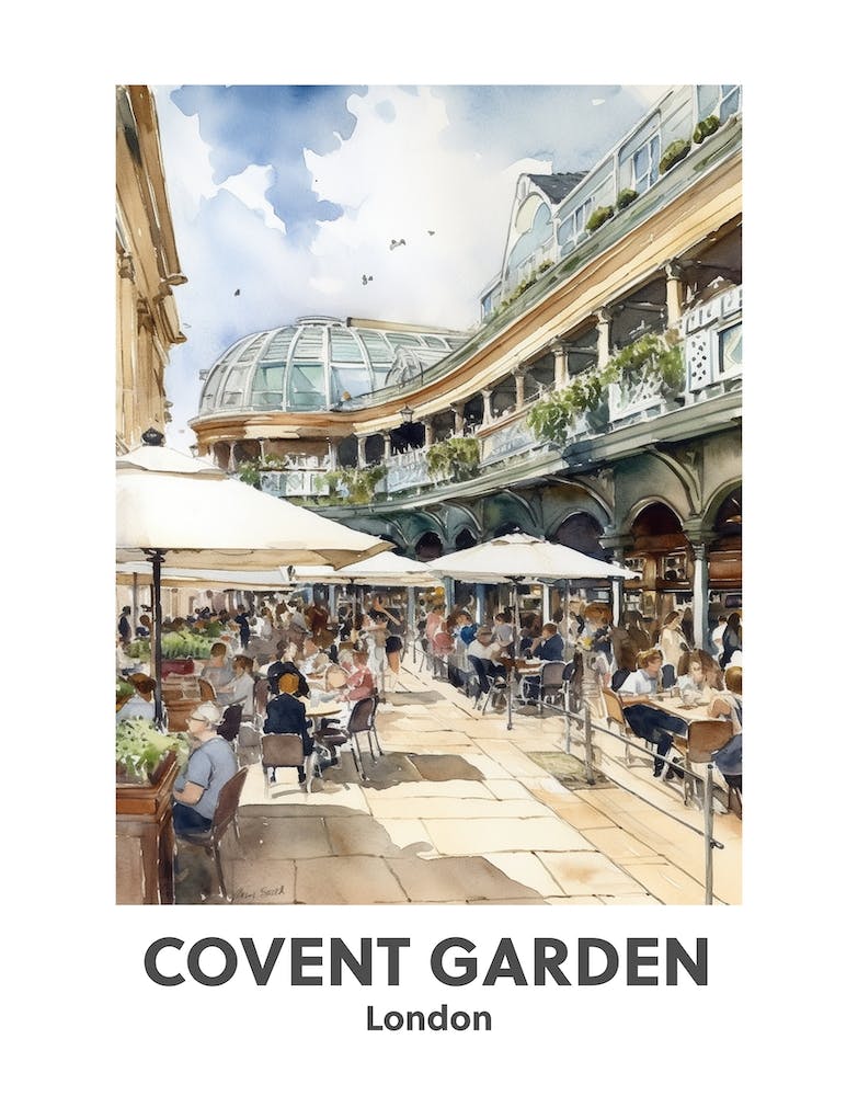 Covent Garden, London 3 Watercolour Travel Poster