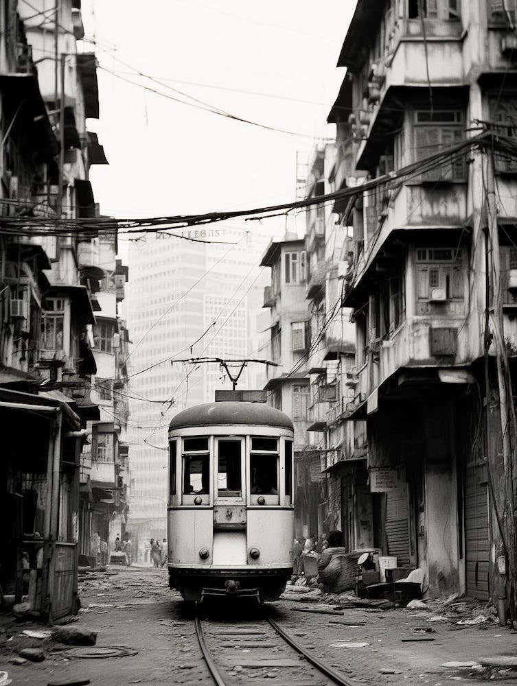 Mumbai, India, Black And White Old Photo 2