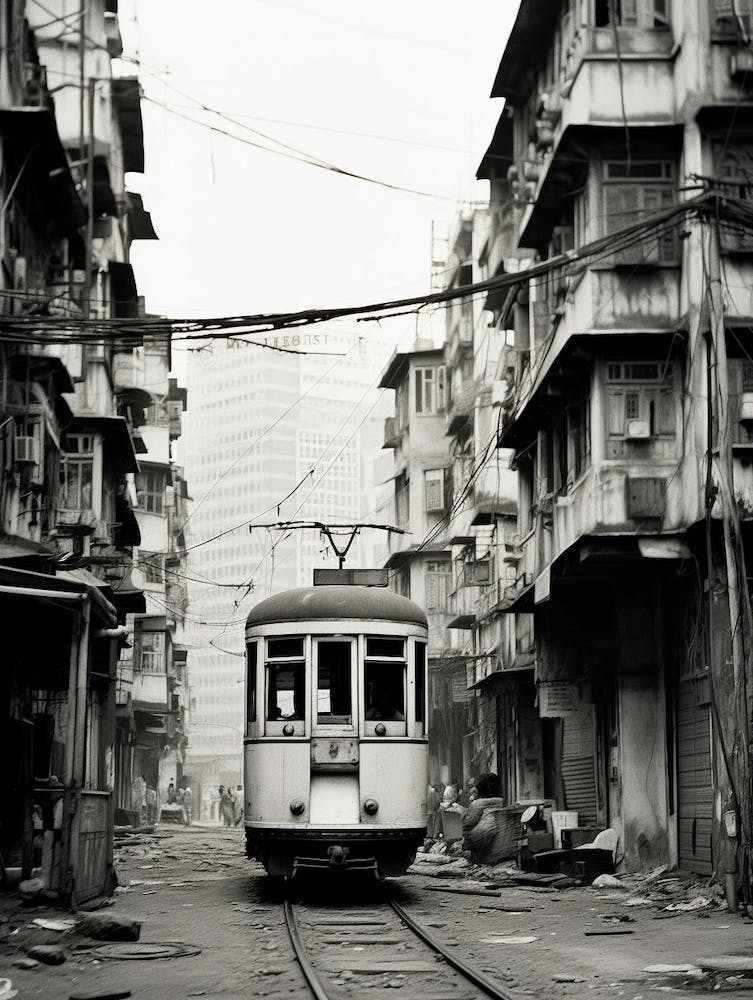 Mumbai, India, Black And White Old Photo 2