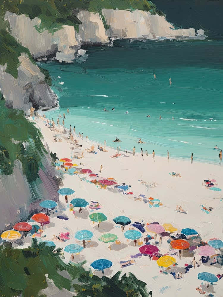 Aerial View Of A Beach In Tropea Summer Illustration 2