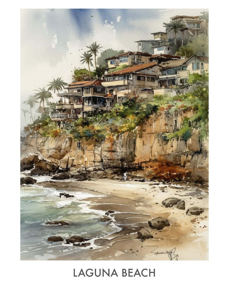 Laguna Beach Watercolor 4travel Poster