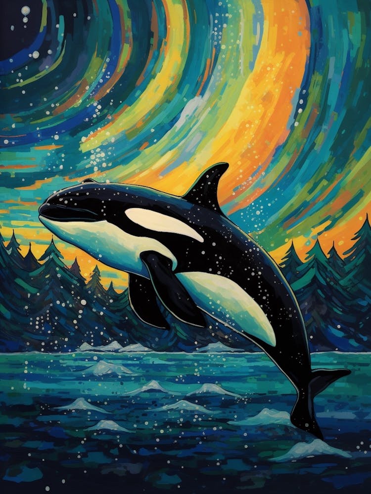 Orca Whale Moonlight Swirls 2