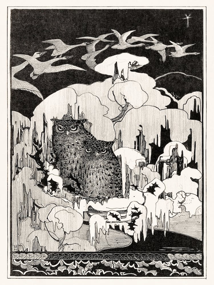 Kerstnacht, Theo Van Hoytema Vintage Art Nouveau