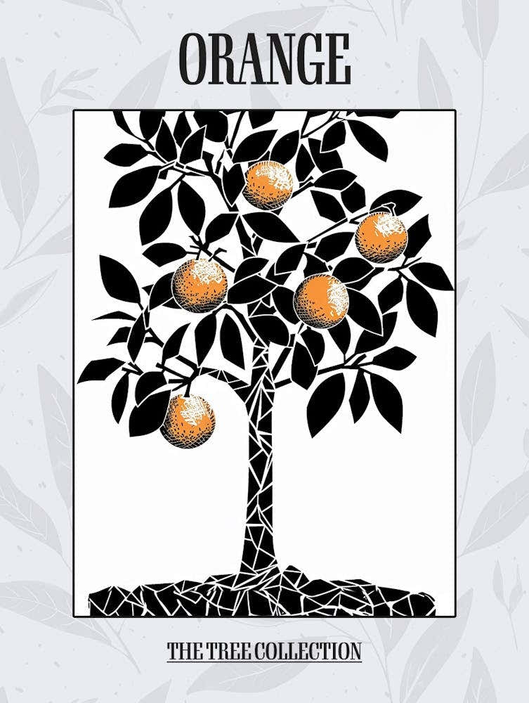 Orange Tree Simple Geometric Nature Stencil 2 Poster