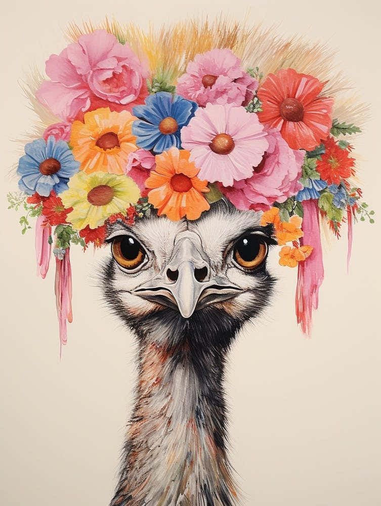 Bird With A Flower Crown Emu 1
