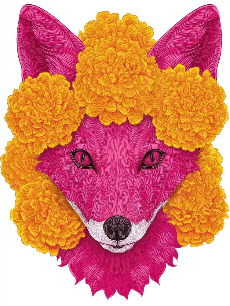 Fox With Flowers 7