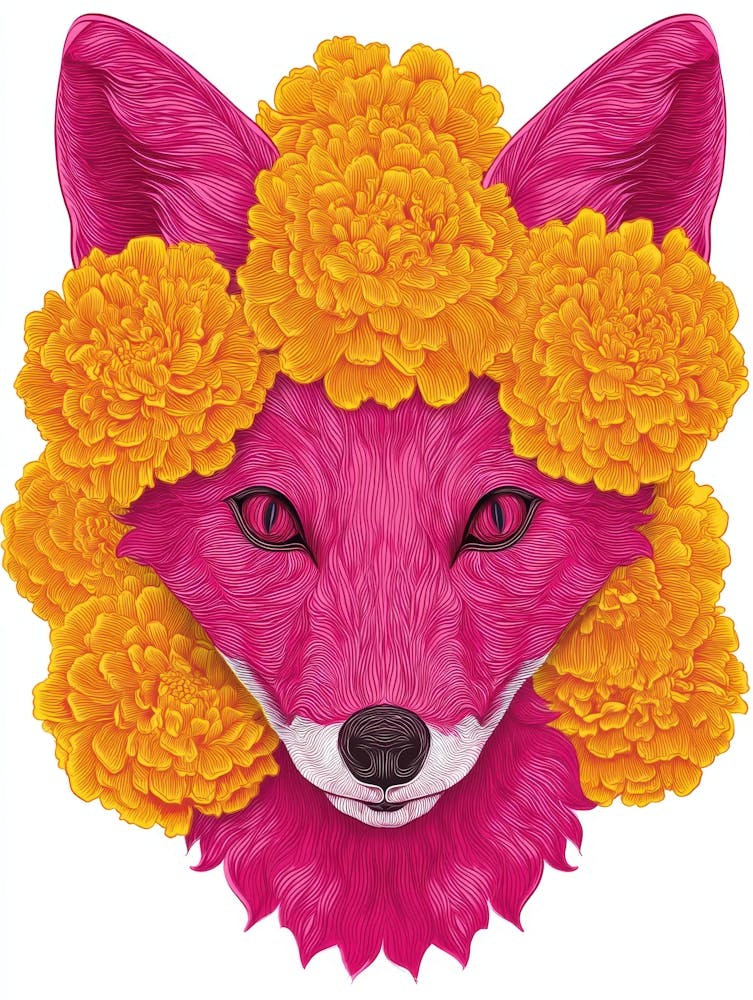 Fox With Flowers 7