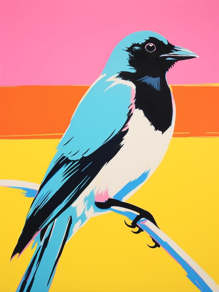 Andy Warhol Style Bird Magpie 4