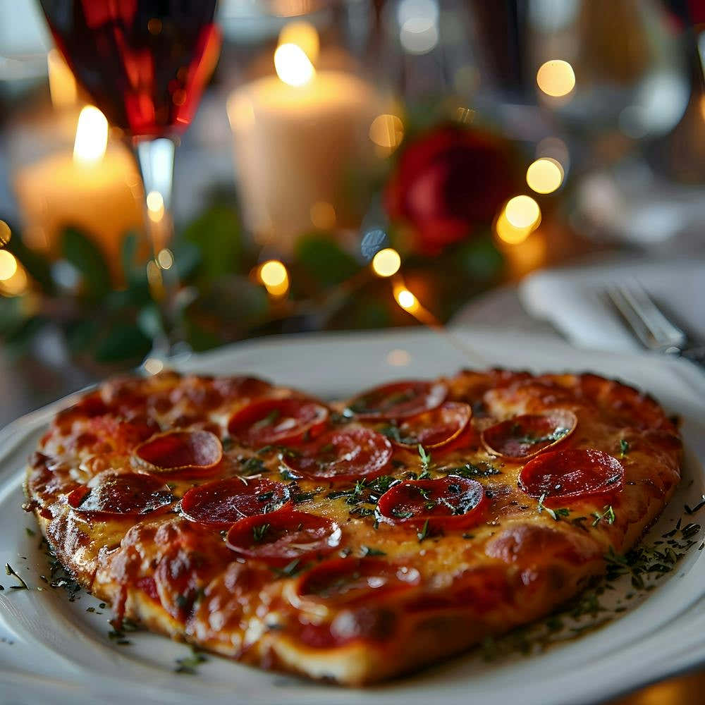 Heart-Shaped Pepperoni Pizza