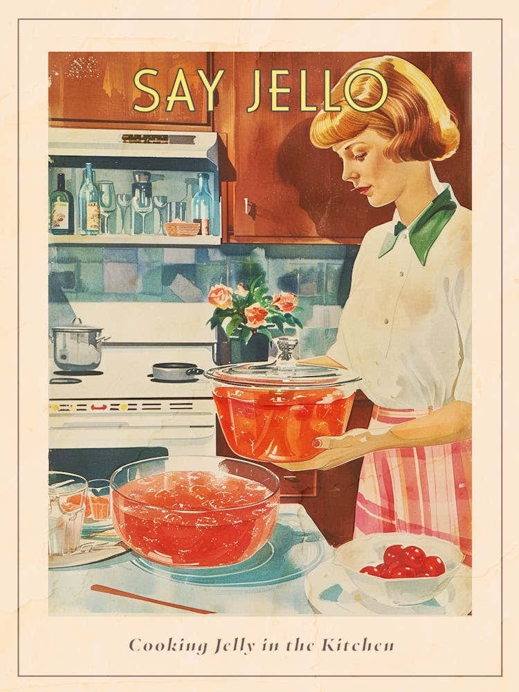 Cooking Jelly In A Retro Kitchen Poster
