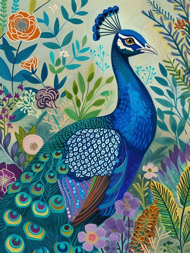 Folk Colourful Peacock 3