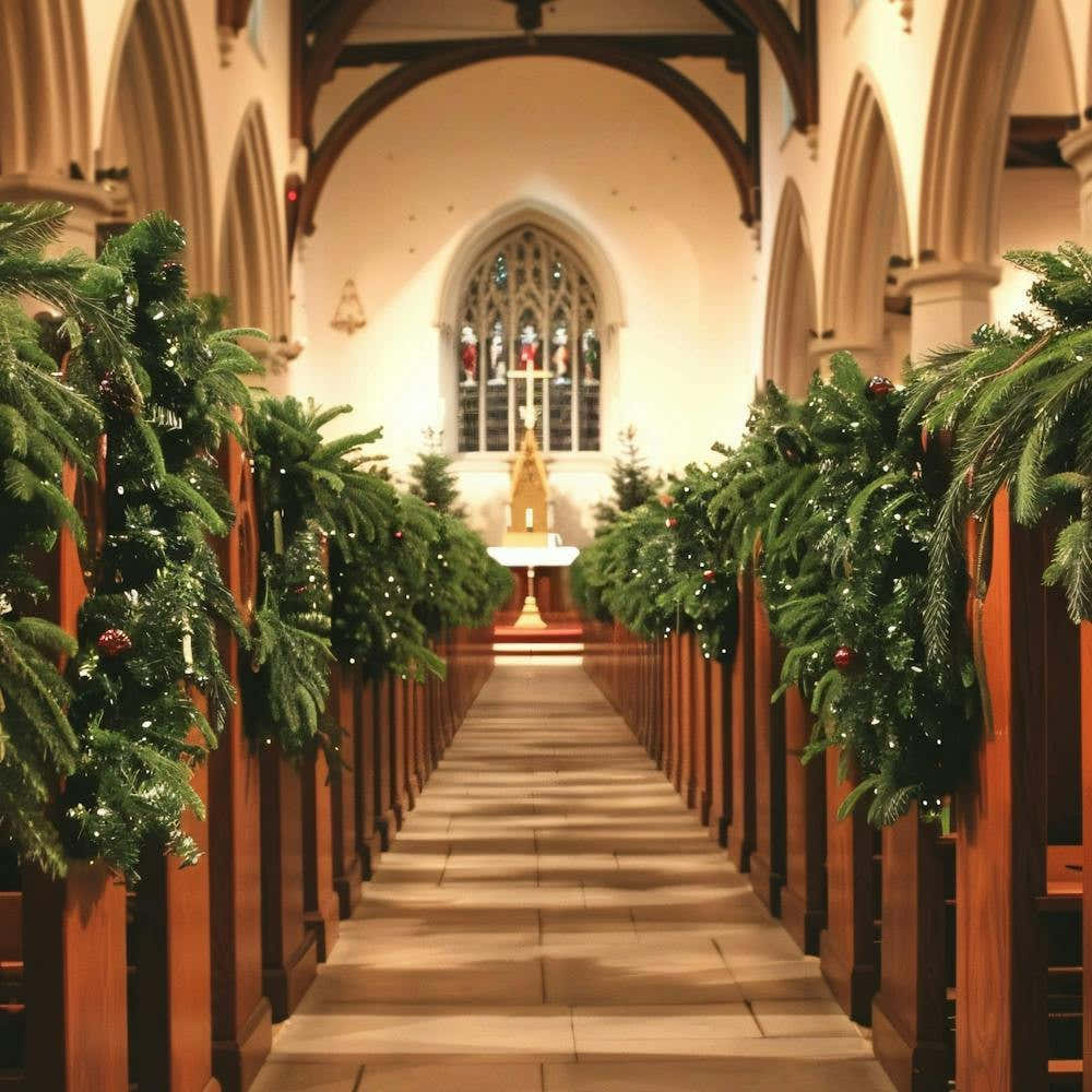 Christmas Garlands In A Church
