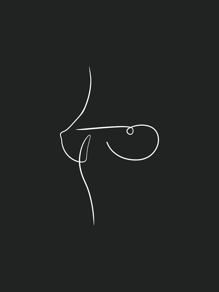 Line Art Boobs Dark Background