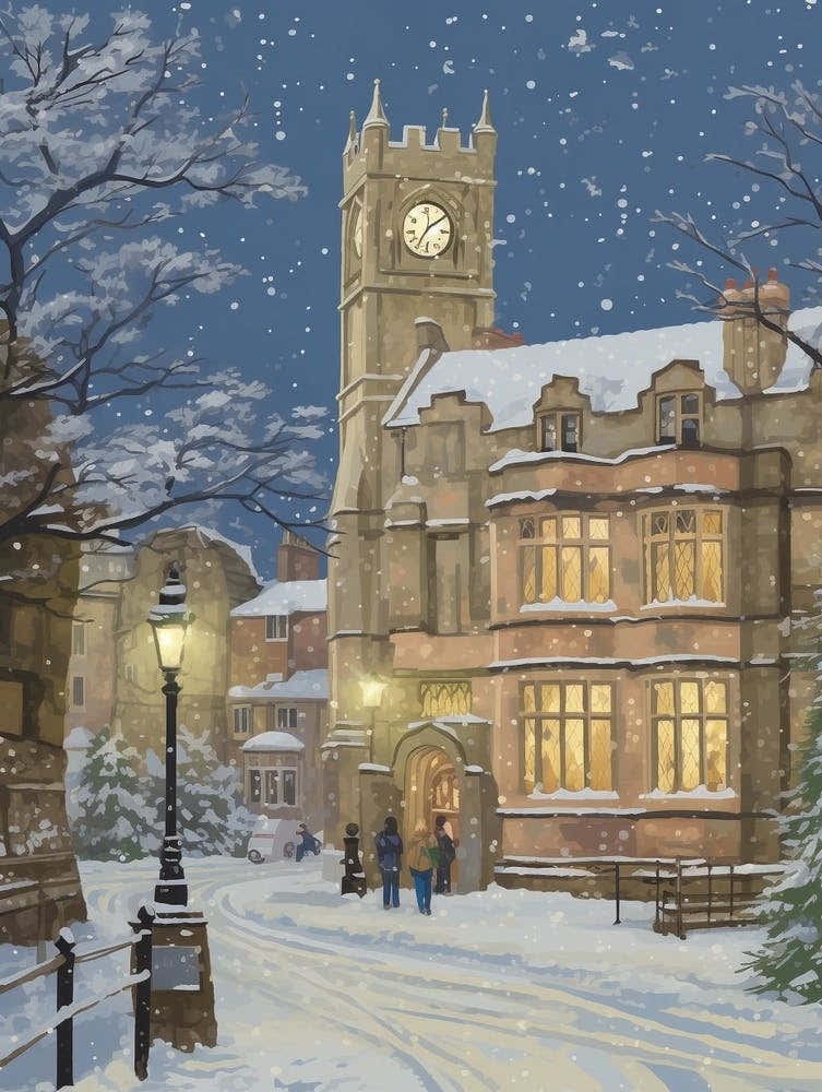 Vintage Winter Illustration Oxford United Kingdom 1