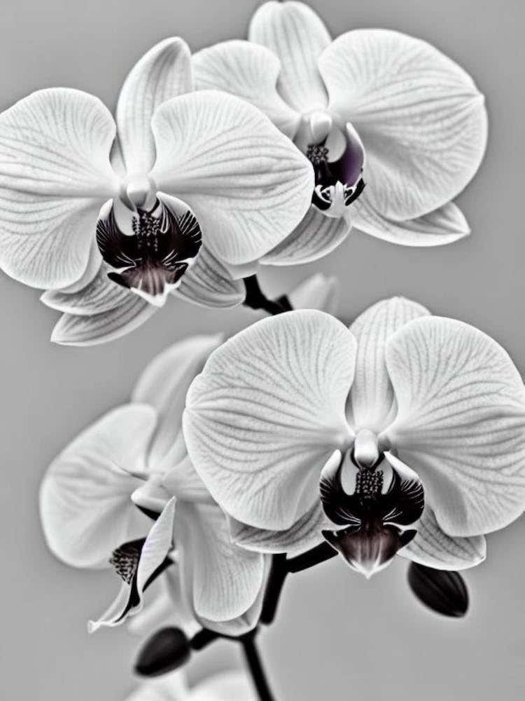 Orchids B&W Pencil 2 Flower