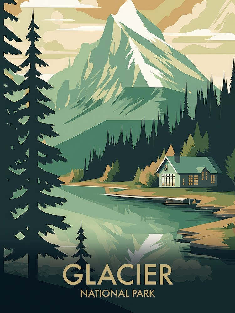 Glacier National Park Vintage Travel Poster 12