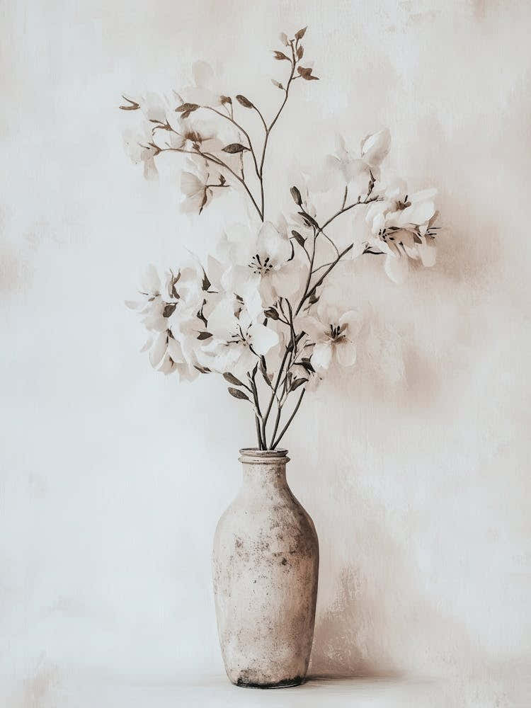 Zarte Blumen Boho-style, romantische Botanische Blumen Malerei in der Vase