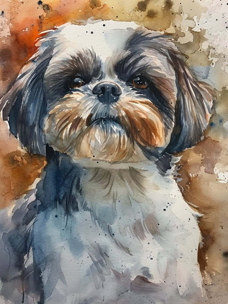 Shih Tzu Watercolor Painting 1