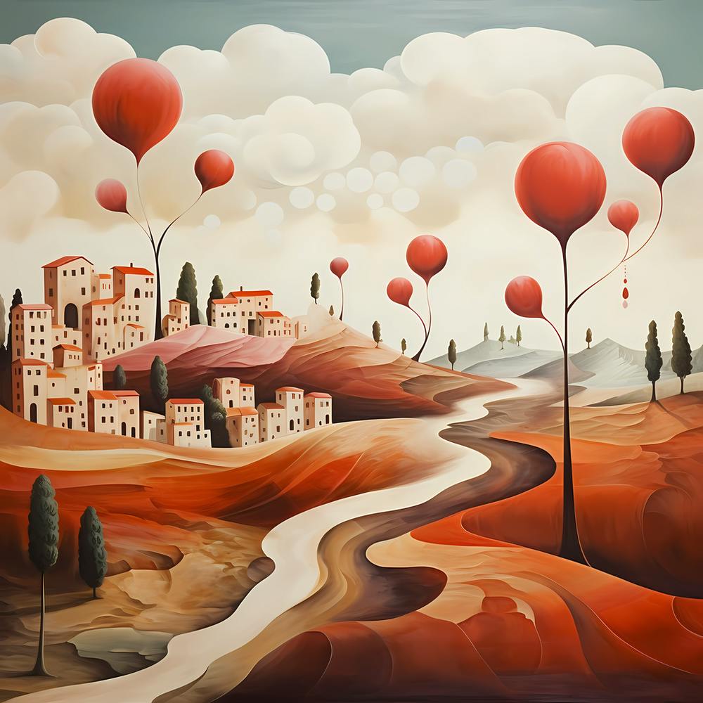 Ethereal Echoes: Italian Landscape in Abstract Hues