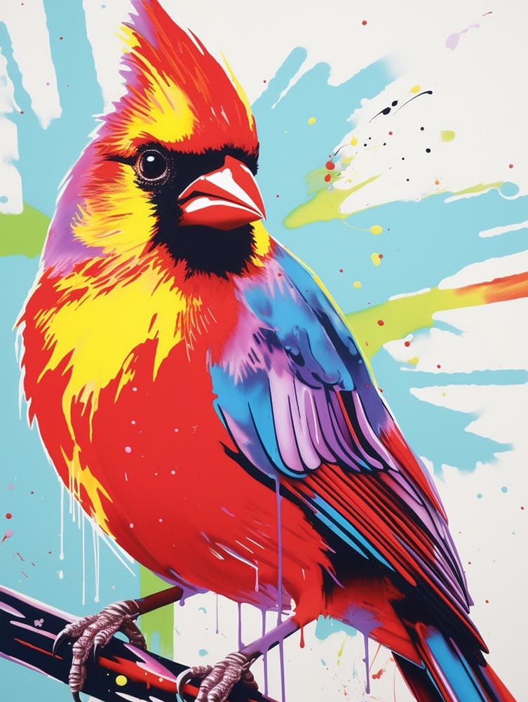 Andy Warhol Style Bird Northern Cardinal 2