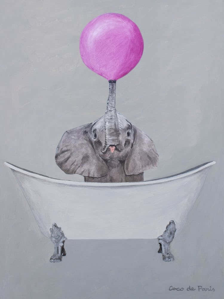 Elephant With Bubblegum In Bathtub