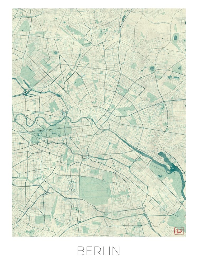 Berlin Map Vintage in Blue