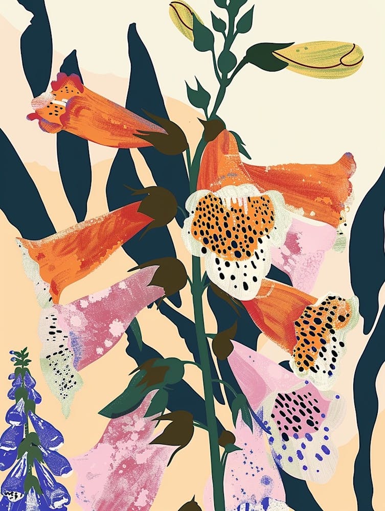 Colourful Flower Illustration Foxglove 2