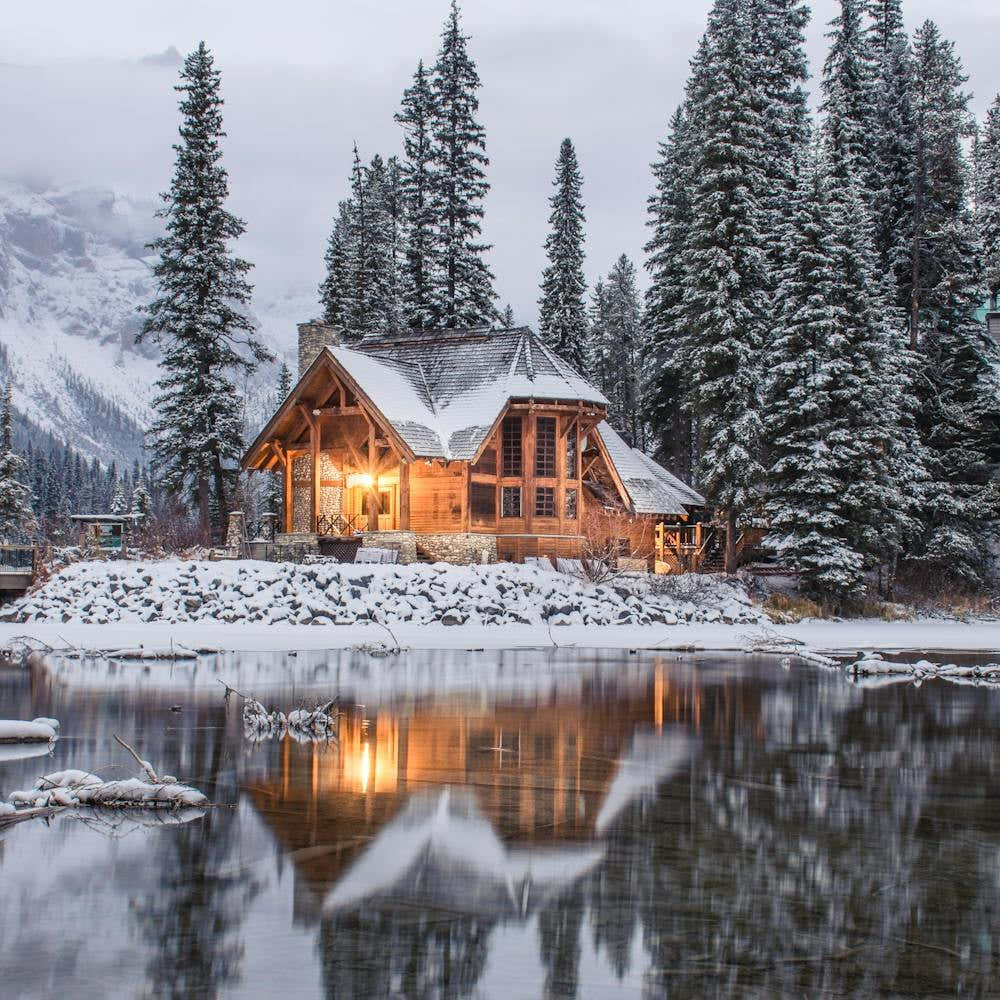 Cabin In Winter Emerald Lake