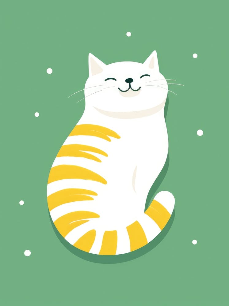 Cat Sitting On A Green Background