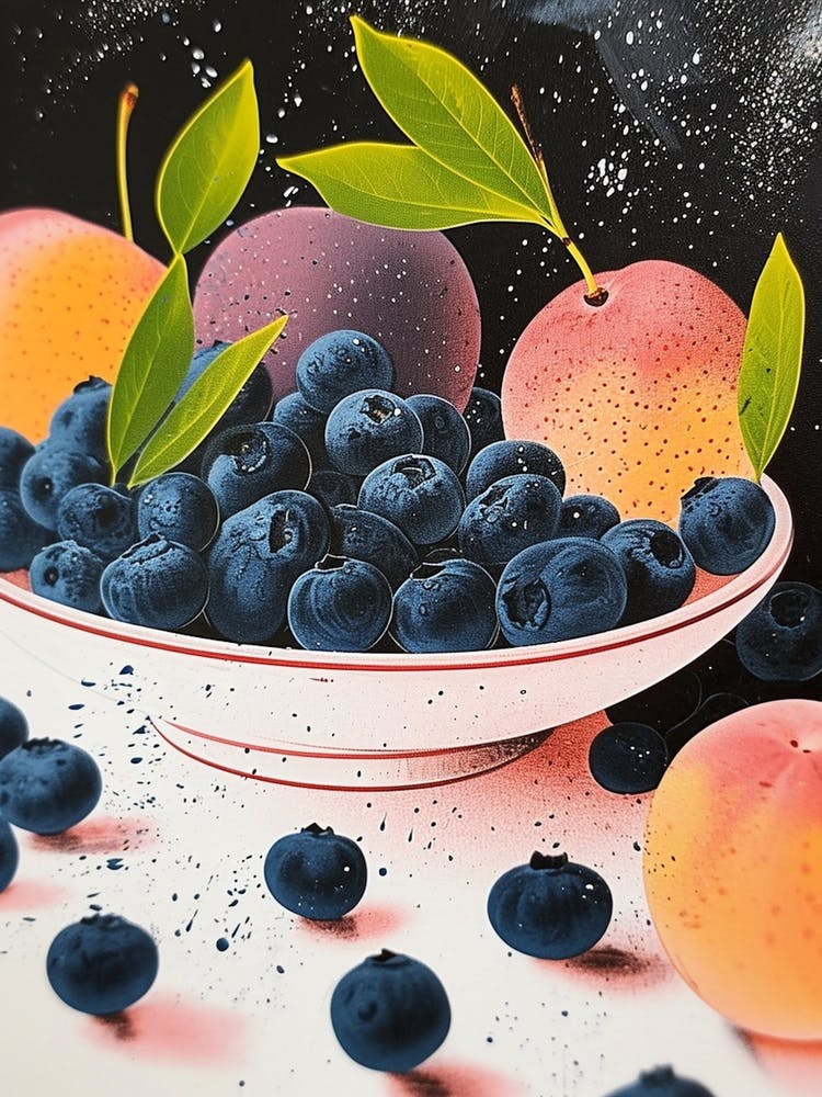 Art Deco Blueberries & Fruit