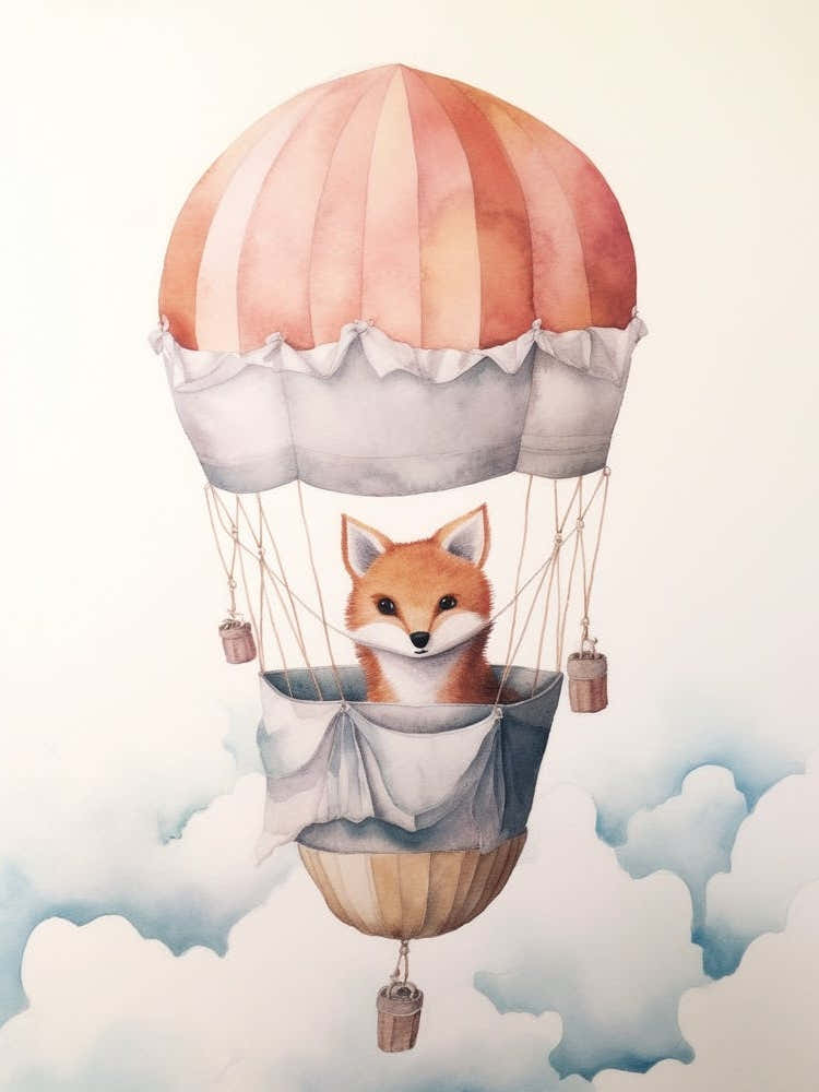Baby Fox 1 In A Hot Air Balloon