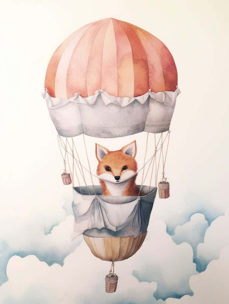 Baby Fox 1 In A Hot Air Balloon