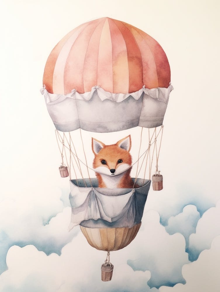 Baby Fox 1 In A Hot Air Balloon