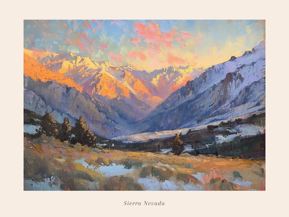 Western Sunset Landscapes Sierra Nevada 2 Poster