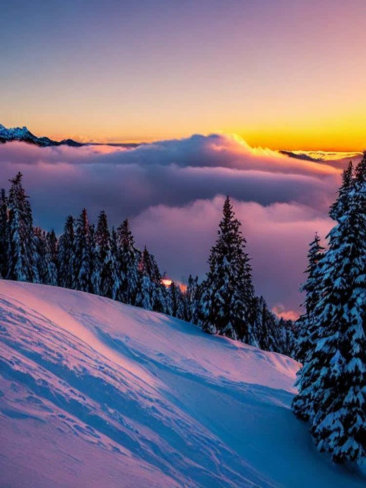 Whakapapa, New Zealand Sunrise Skiing Poster