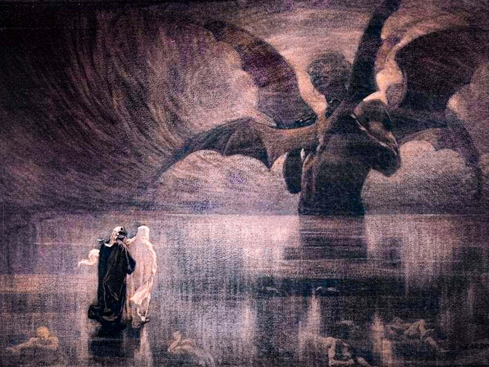 Inferno Canto 34, Satan in the Frozen Lake - Alberto Zardo, c.1920 Remastered HD