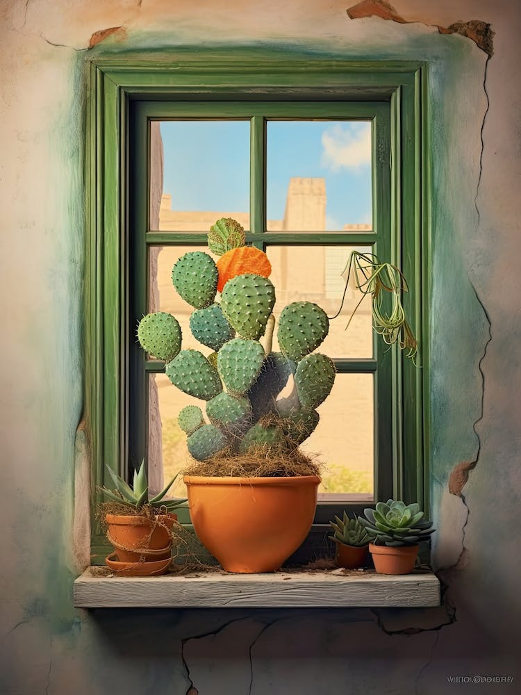 Bunny Ear Cactus On A Window  1
