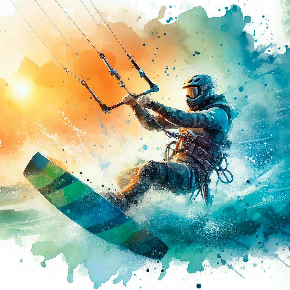 Kitesurfing in watercolor 1