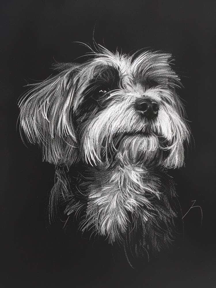 Havanese Dog Charcoal Line 3