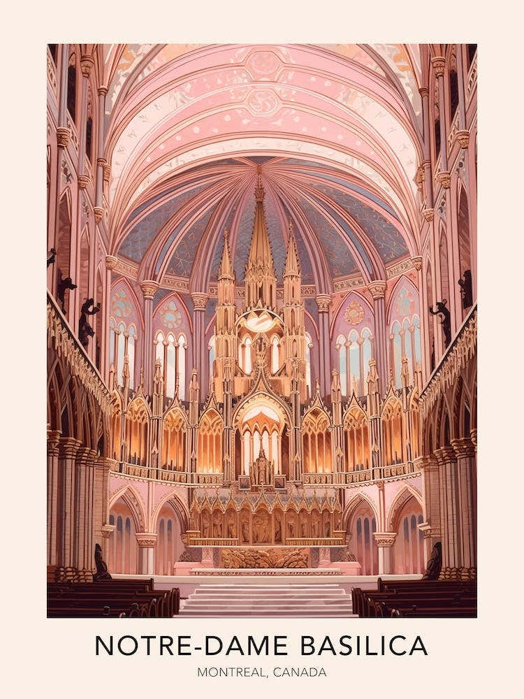 The Notre Dame Basilica Montreal Canada Travel Poster