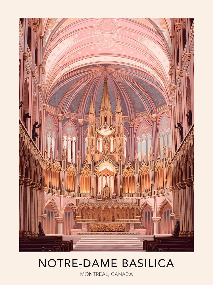 The Notre Dame Basilica Montreal Canada Travel Poster