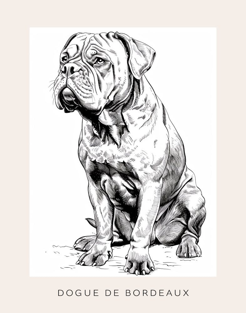 Dogue De Bordeaux Line Sketch 3 Poster