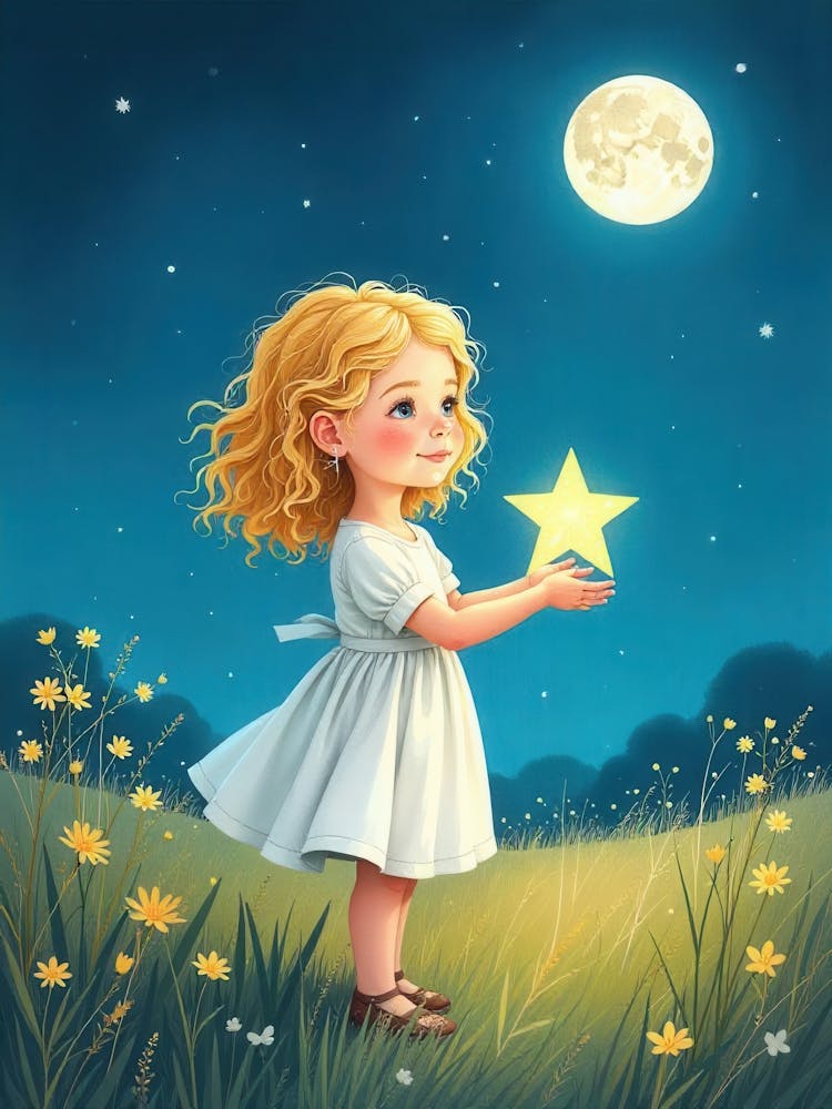 Little Girl Holding A Star 1