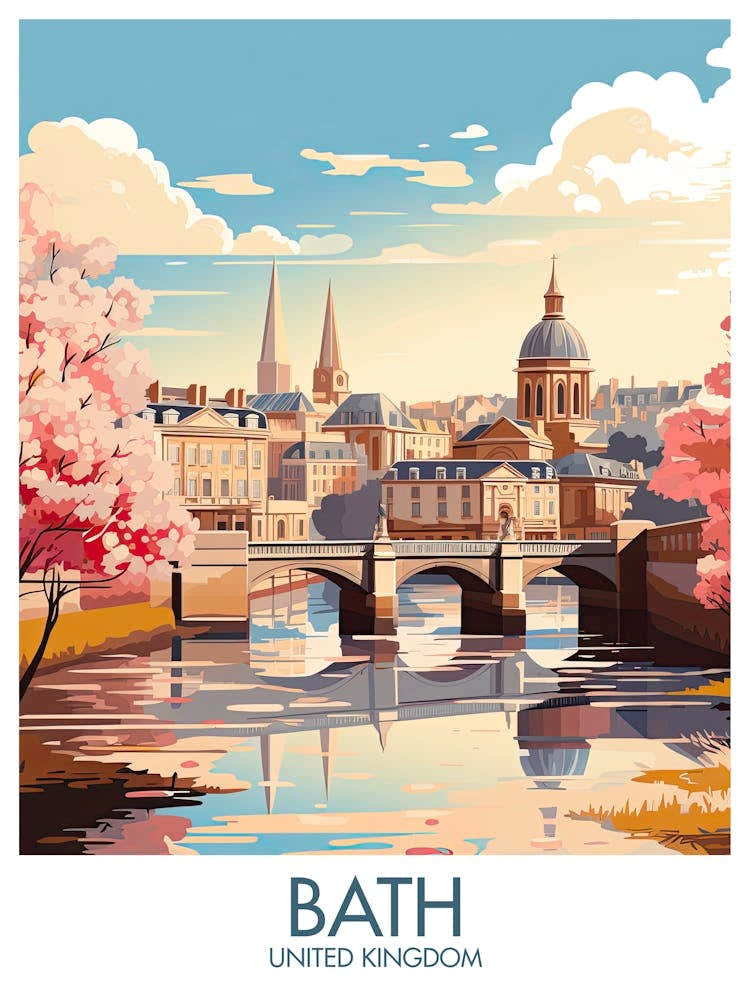 Bath Travel Print United Kingdom Gift