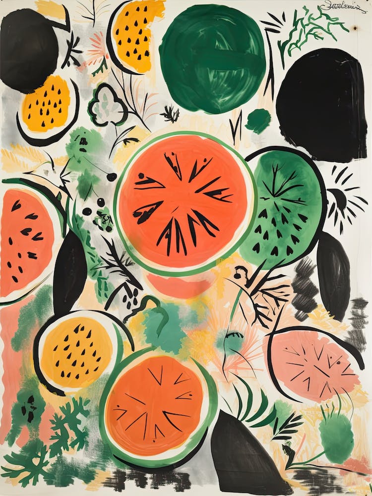 Cantalupe Fruit Drawing 3