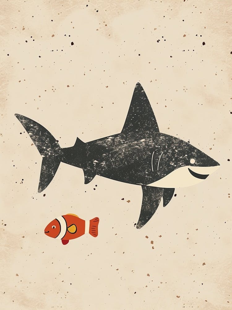 Shark & Clown Fish Muted Pastel 3