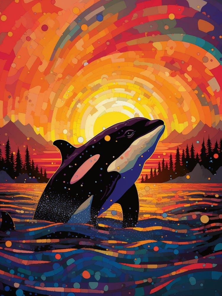 Swirl Brushstrokes Orca Whale