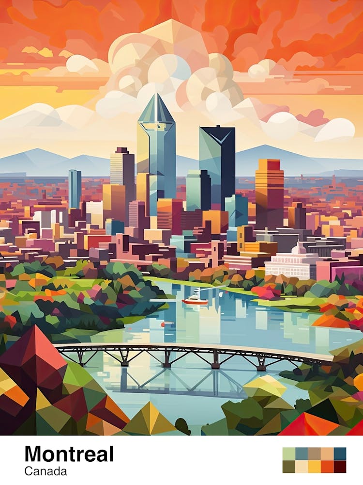 Montreal, Canada, Geometric Illustration 3 Poster